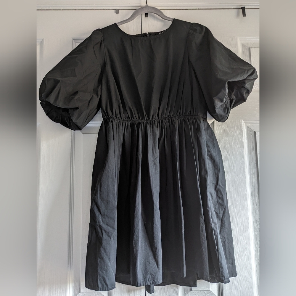 Madewell puff sleeve fit and flare dress